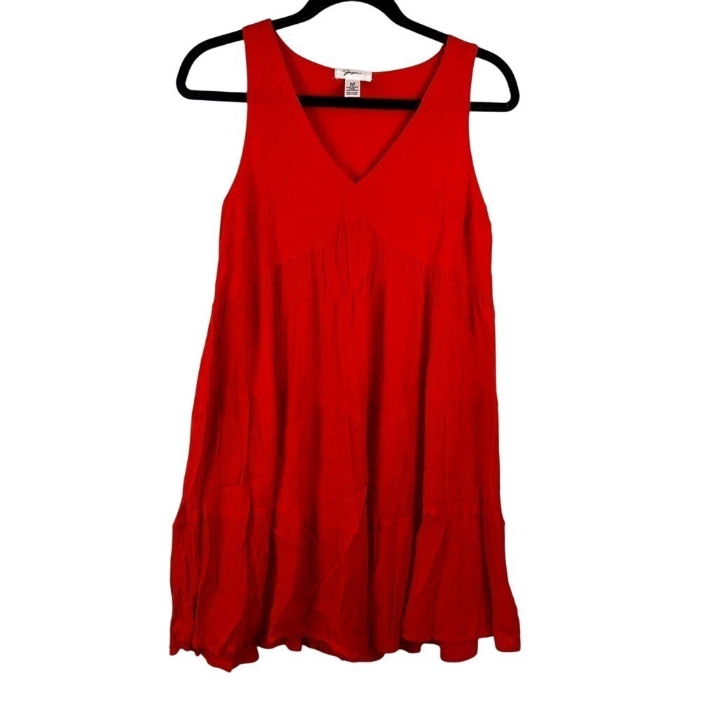 JAPNA Red‎ Sleeveless V-Neck Tiered Dress size Medium